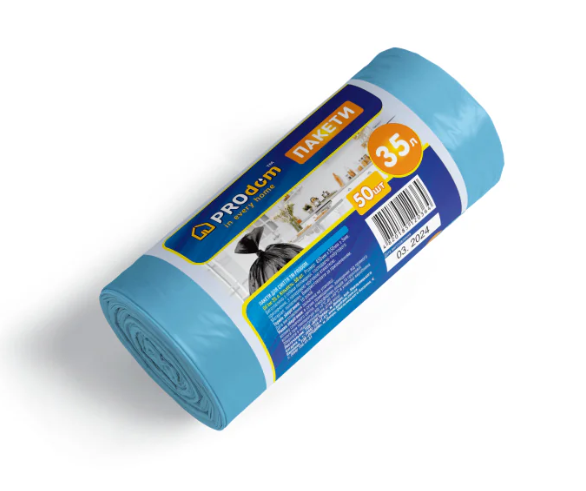 Пакети для сміття 35*50 сині ТМ PROdom